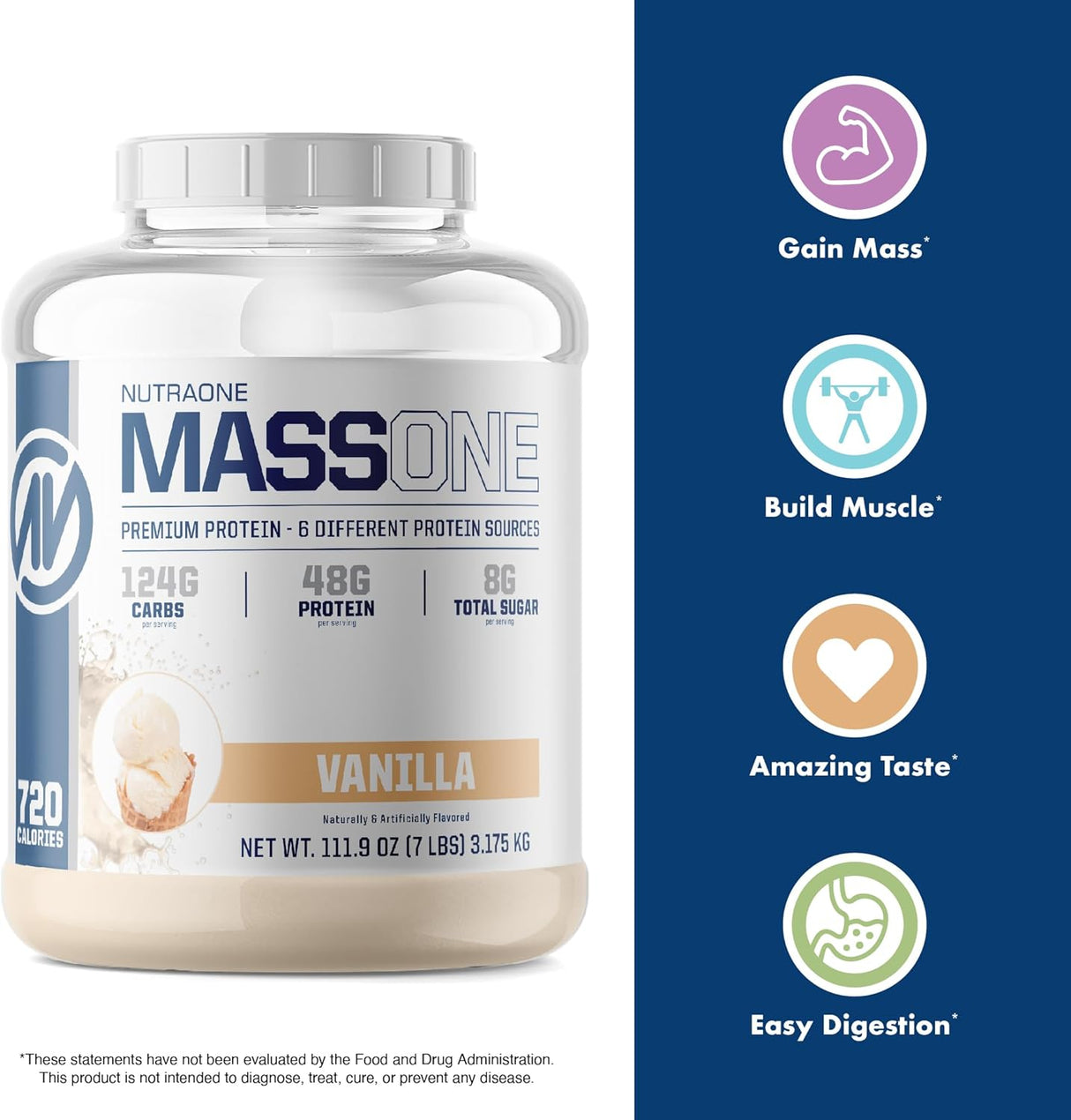 NutraOne Massone Batido de Ganancia de Peso 7 lbs.