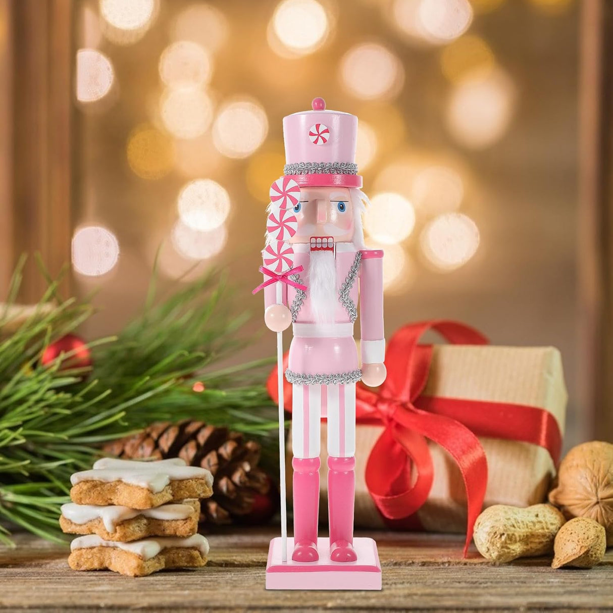 Figuras de soldado navideño, decoraciones de Navidad, 14 pulgadas