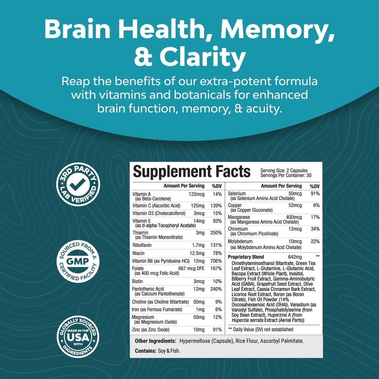 Suplemento cerebral avanzado para memoria y concentración
