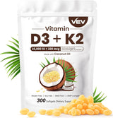 VEV Suplemento Vitamínico D3 K2 10000 IU, 300 Softgels