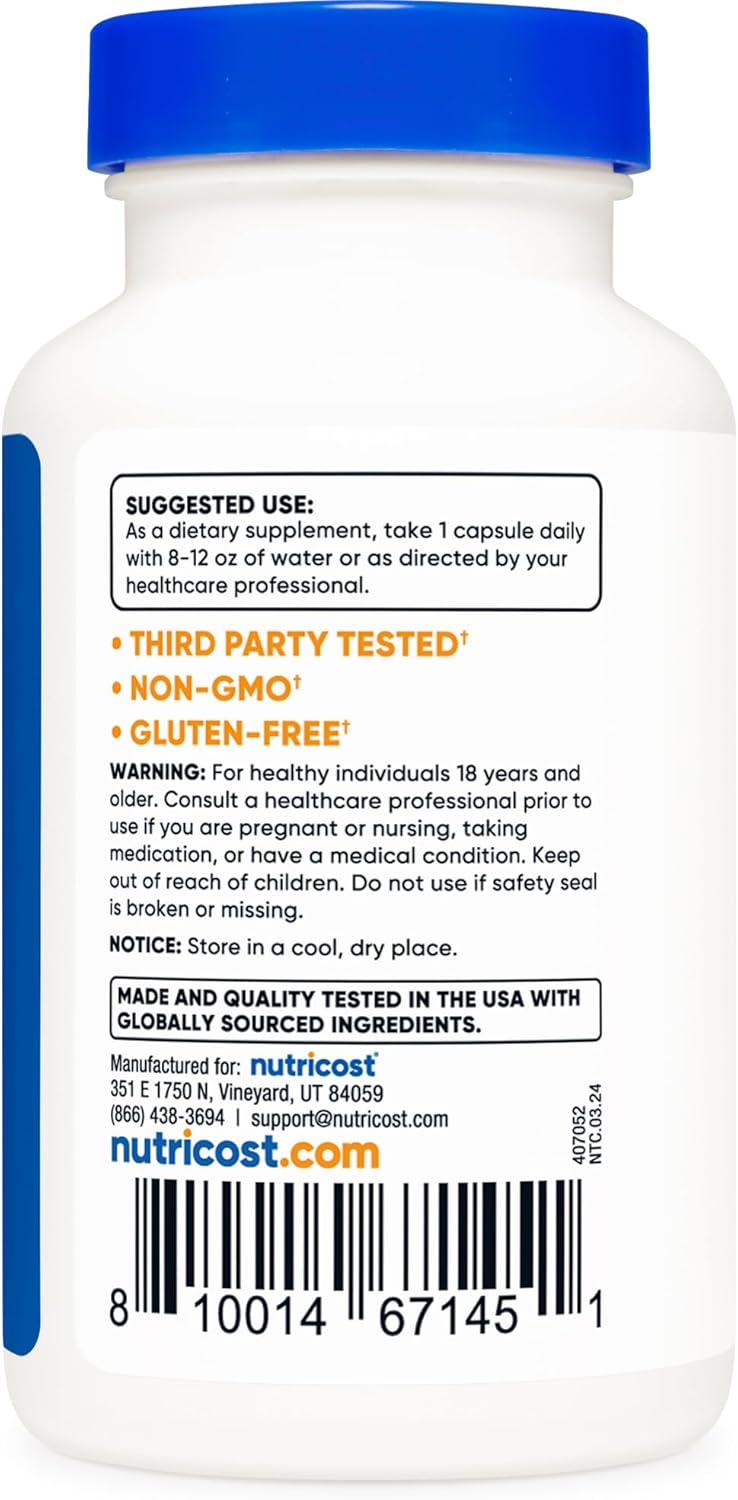 Raíz de Regaliz 500mg, Nutricost, 120 Cápsulas, Sin Gluten