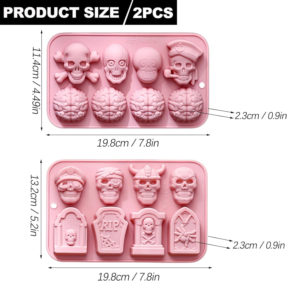 Moldes de Chocolate Halloween - Silicona - Calavera y Tumba (2PCS)