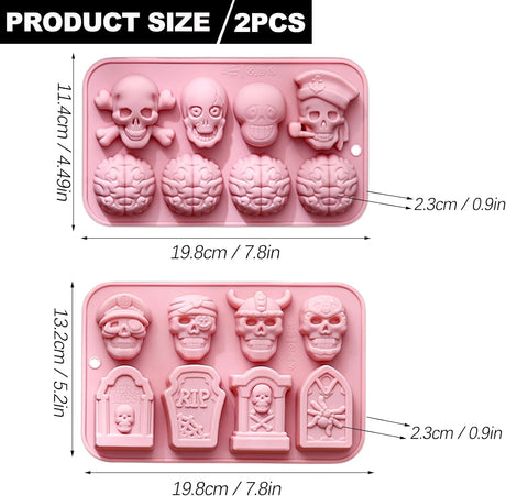 Moldes de Chocolate Halloween - Silicona - Calavera y Tumba (2PCS)