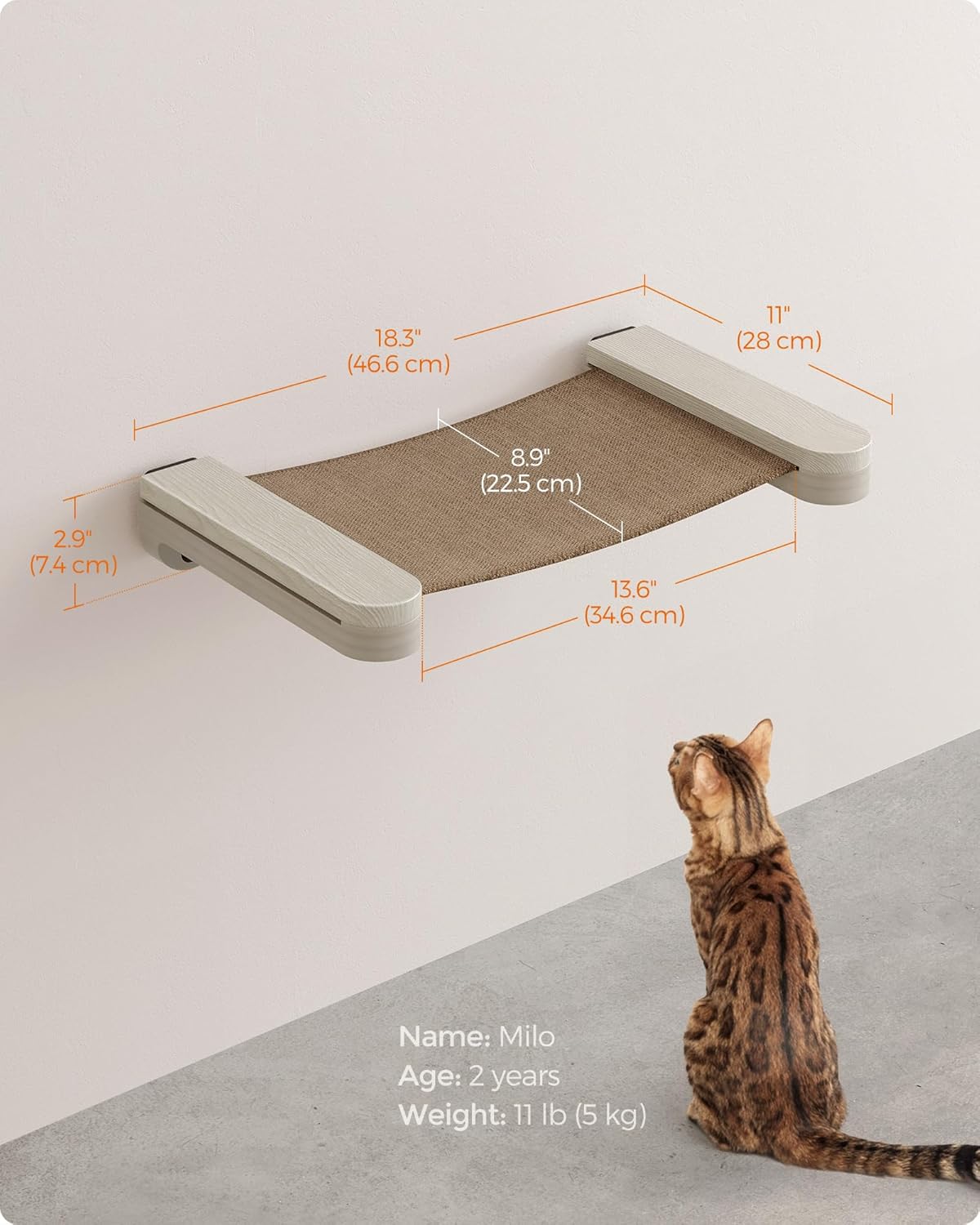 Hamaca para gatos Feandrea, montada en pared, modelo No.001
