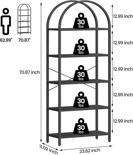 Estantería de 5 niveles IDEALHOUSE, estructura metálica, modelo arched