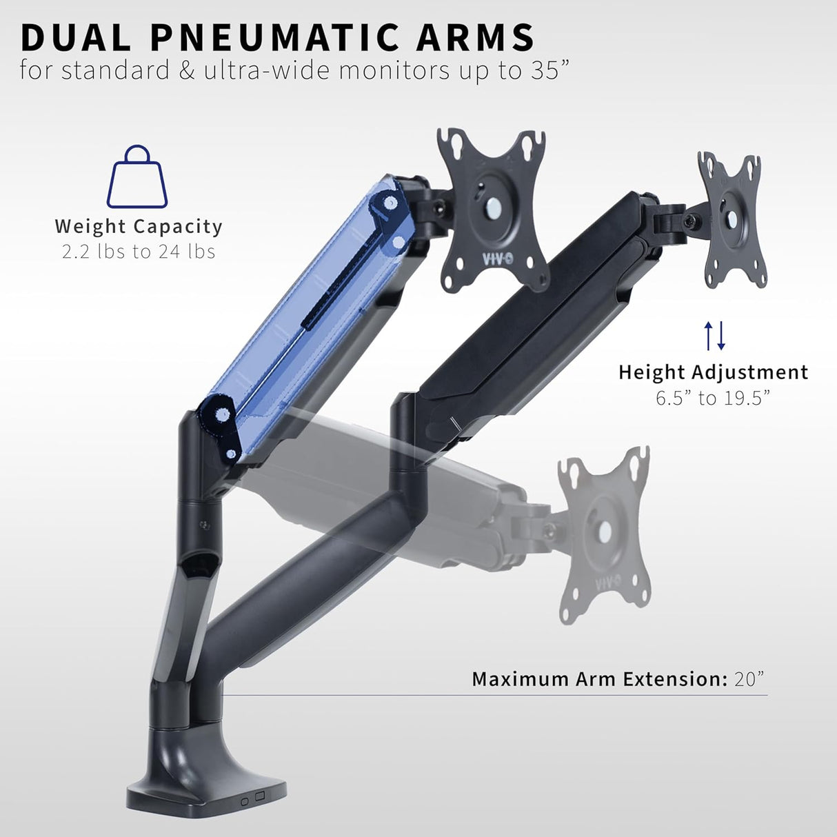 Soporte Doble para Monitores VIVO, Heavy Duty, STAND-V202Q