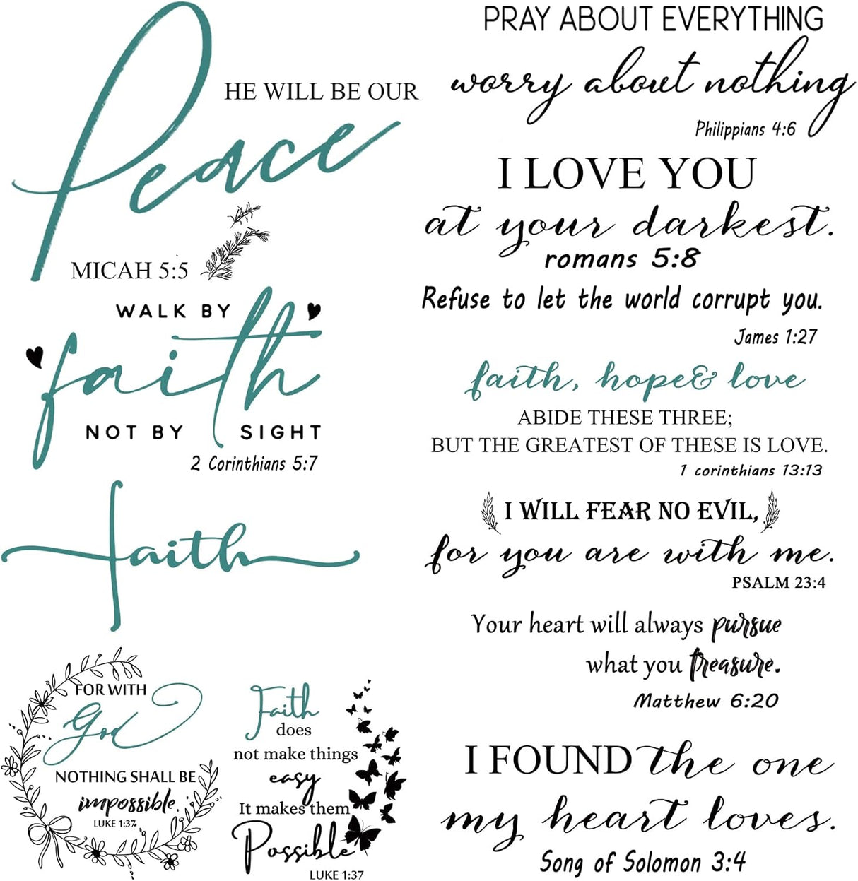 Vinilos de Pared Inspiradores Christianos - Estilo 12, Peel & Stick