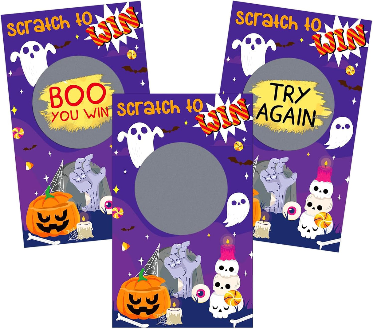 Tarjetas Rasca y Gana Halloween para Niños y Adultos