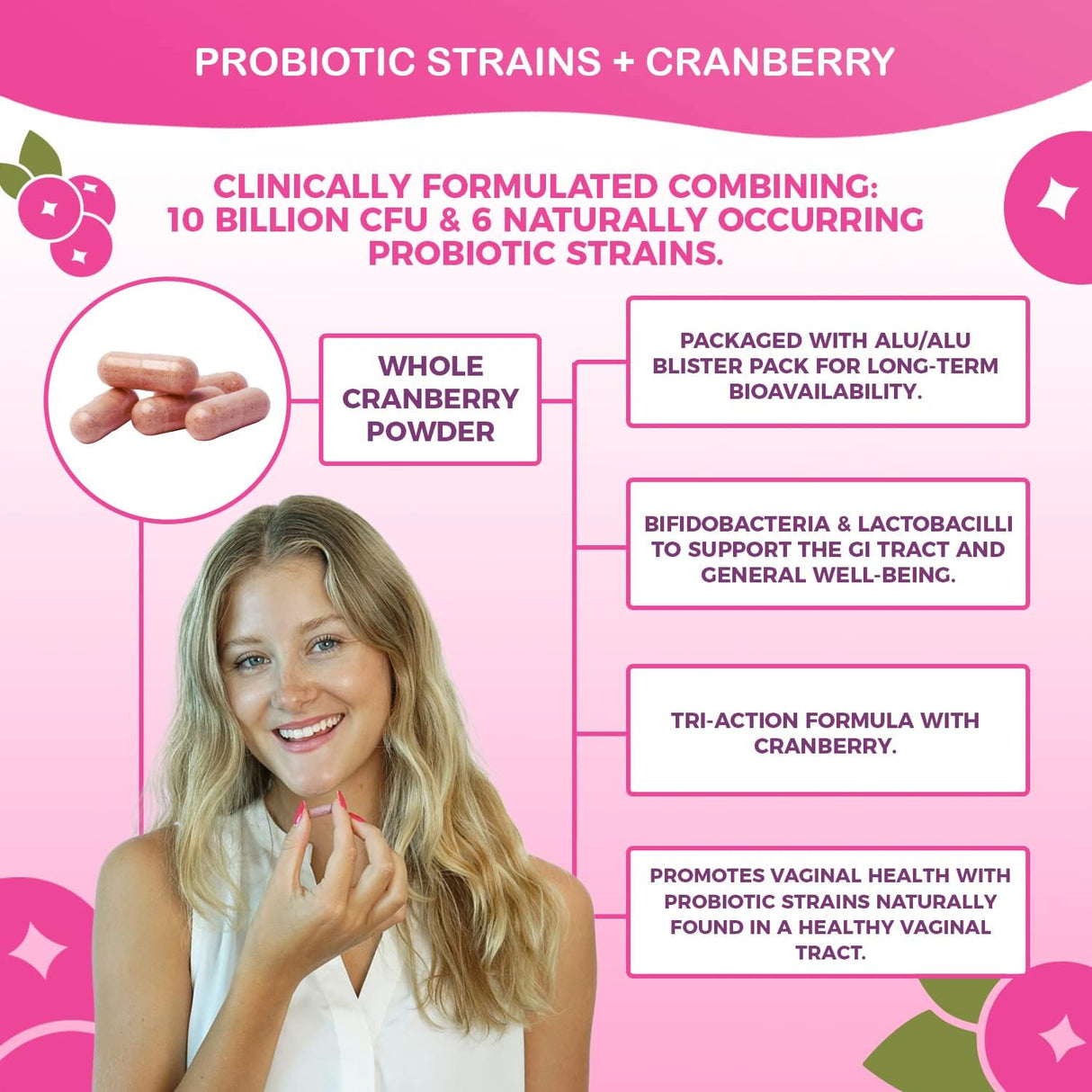Suplementos Pro Probióticos  Apoya la salud vaginal 6 cepas