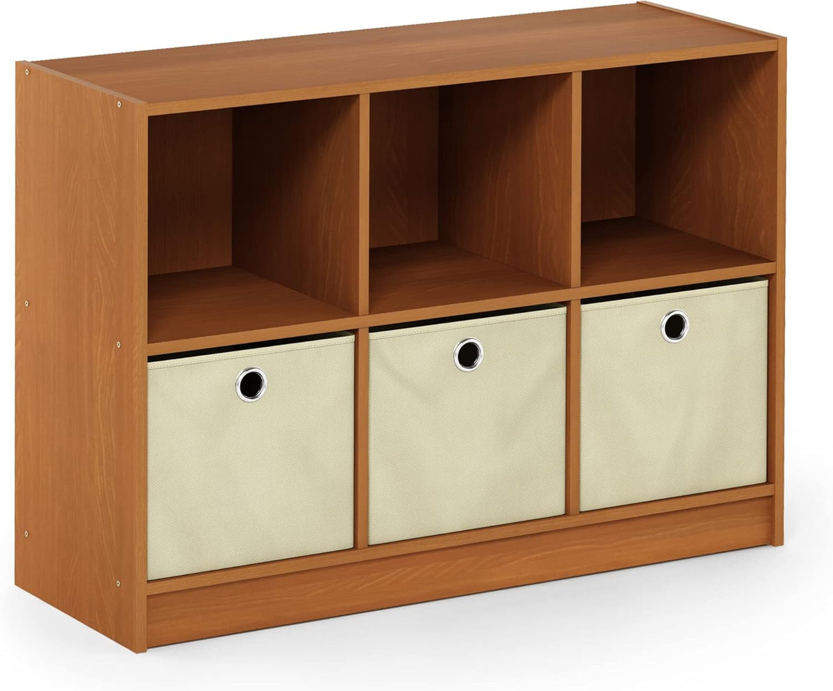 Estantería Furinno 3x2 con Bins, Almacenamiento, Modelo Básico
