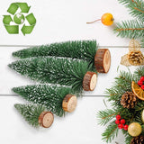 Mini Árbol de Navidad, Base de Madera, 4 Piezas, Decoración