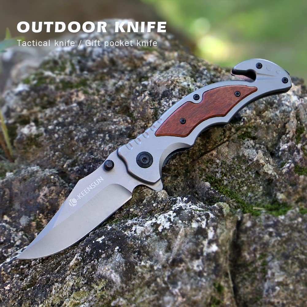 Cuchillo plegable de bolsillo con rompevidrio y cortador