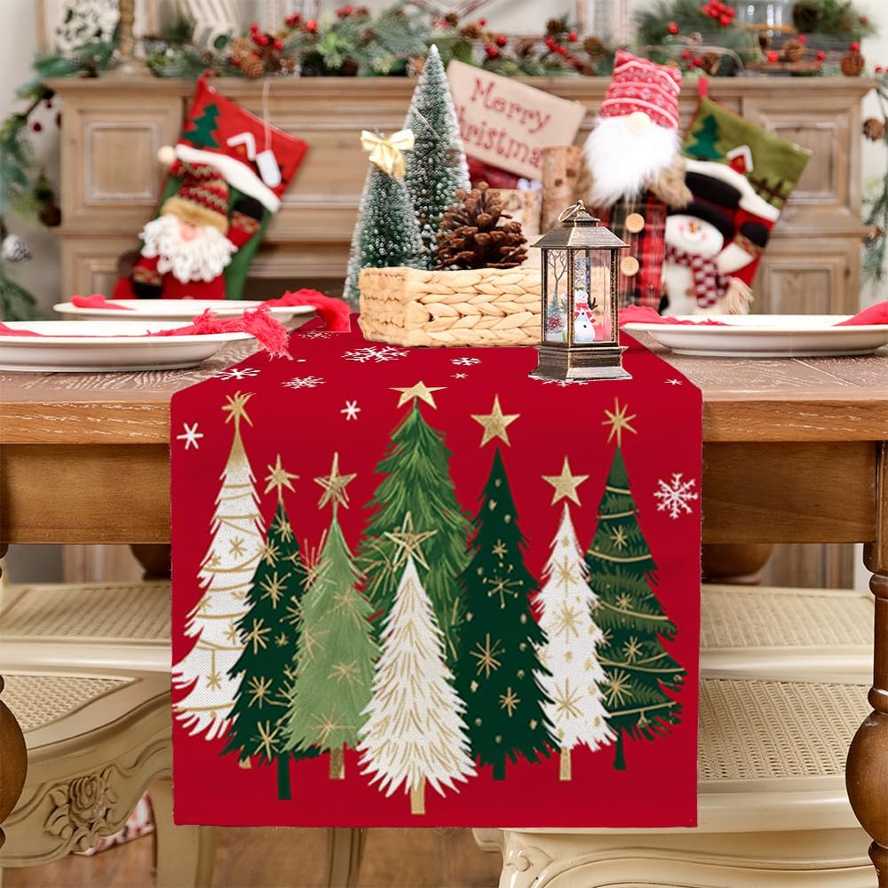 Camino de Mesa GEEORY 13x72 Pulgadas, Árboles de Navidad GT150-72