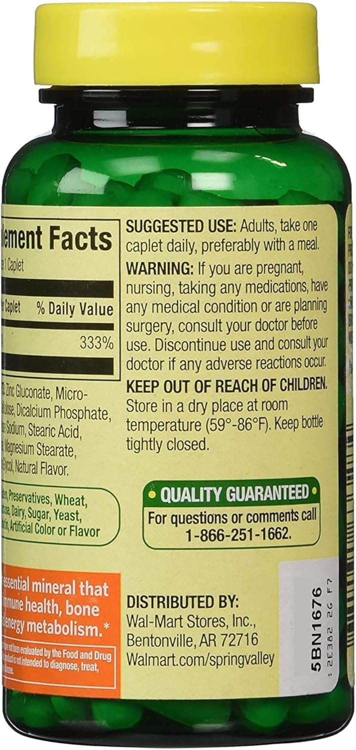 Suplemento de Zinc 50 mg Spring Valley 200 Ct Doble Pack