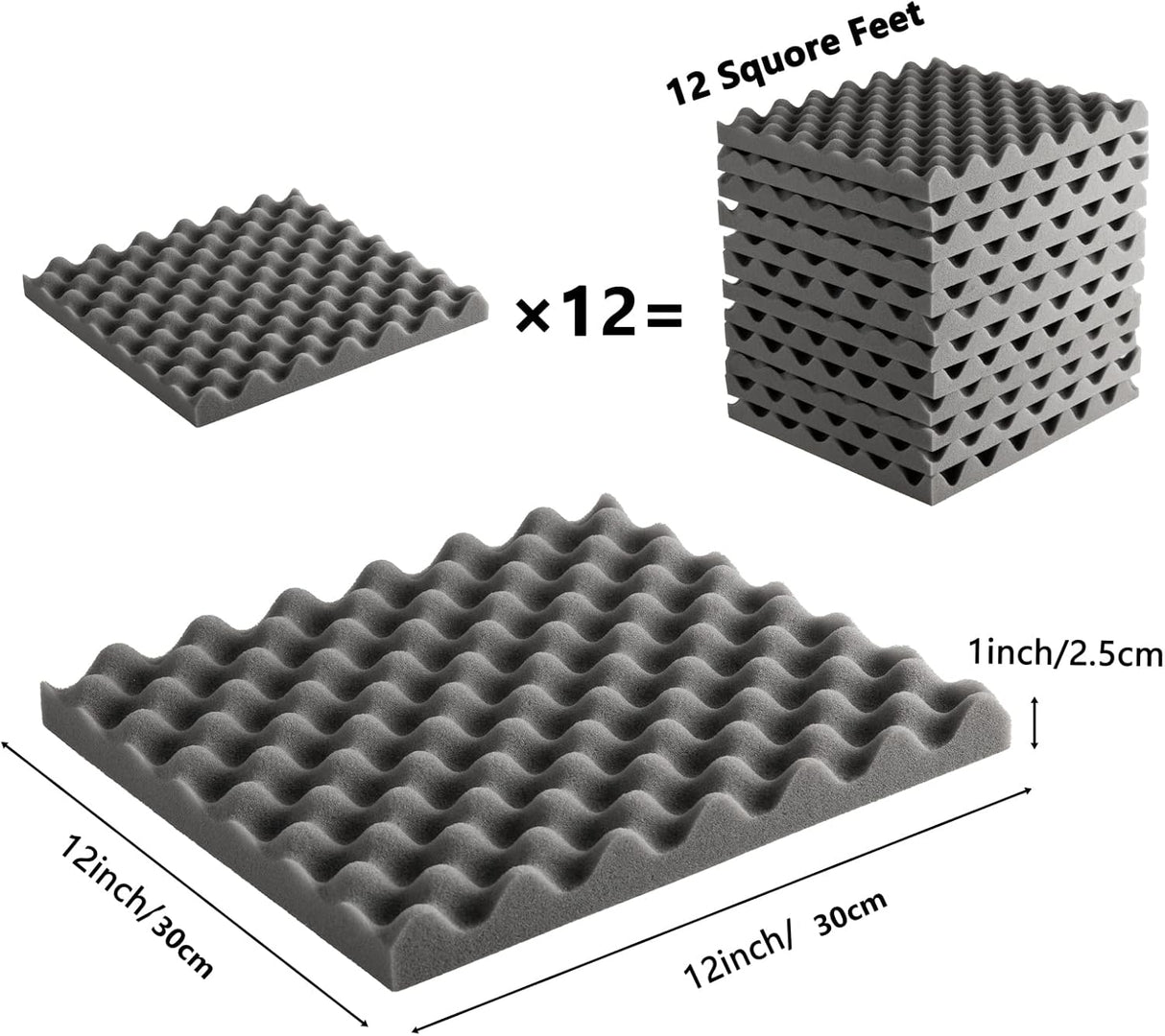 Paneles Acústicos Aislantes 12pcs - Espuma Absorbente 1x12x12