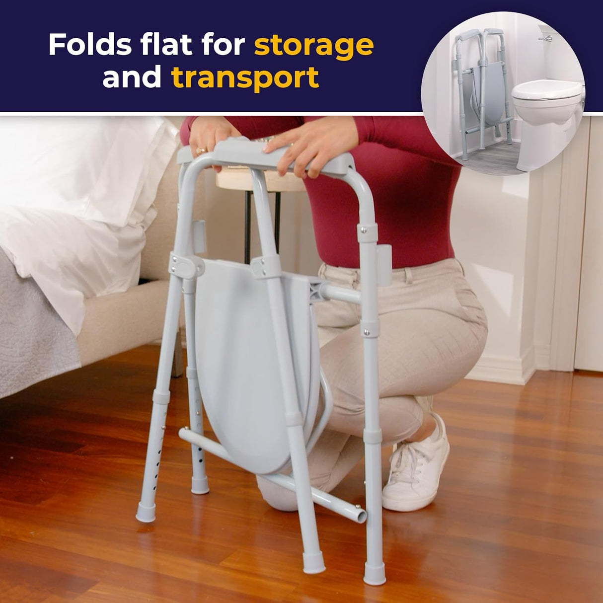 Silla de baño plegable Drive Medical, soporte 350 lbs, 11148-1