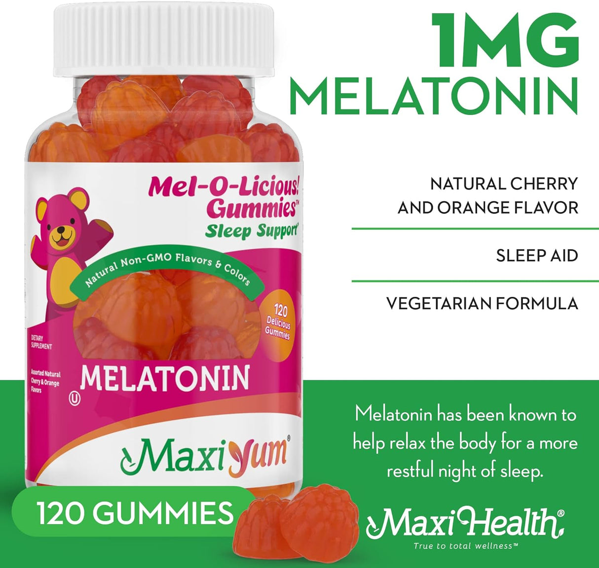 Maxi Health Tabletas masticables para ayudar a dormir  120un