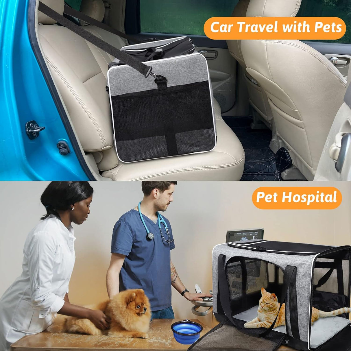 Transportín para Gatos Grandes Petskd, 2 Gatos o Perro Mediano