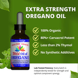 Aceite de Orégano Salvaje Mediterráneo Orgánico, Extra Fuerza 83% Carvacrol, 1 oz