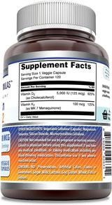 Suplemento de Vitamina D3 5000 IU - Amazing Formulas 120 Caps