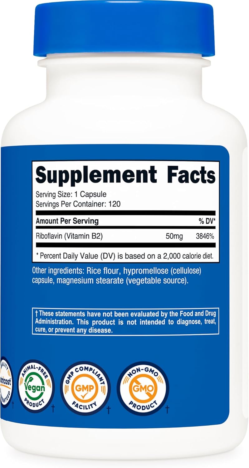 Nutricost R-5-P Vitamina B2 50MG 120 Cápsulas Veganas