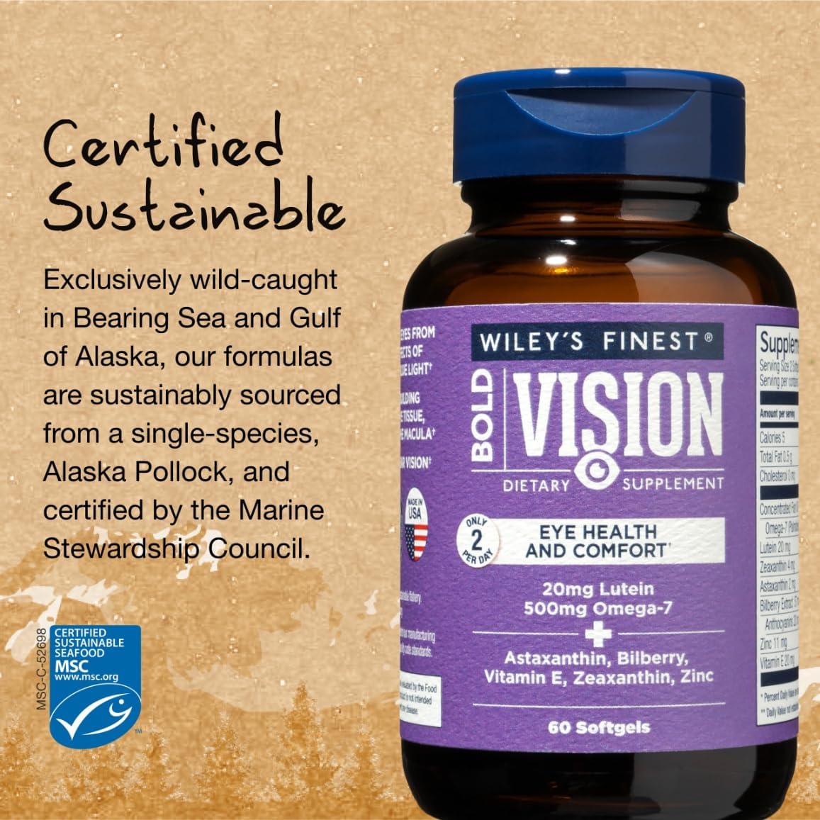 Suplemento de salud ocular de aceite de pescado con luteína