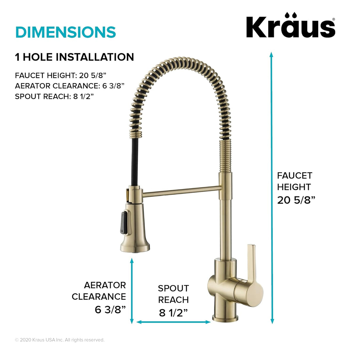 Grifo de cocina con cabezal rociador KPF-1690BG Kraus