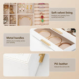 Caja de joyas 3 capas, organizador con tapa de vidrio, modelo X.