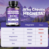 Suplemento Magnesio K2 Vitamina D3 10000IU, 60 cápsulas