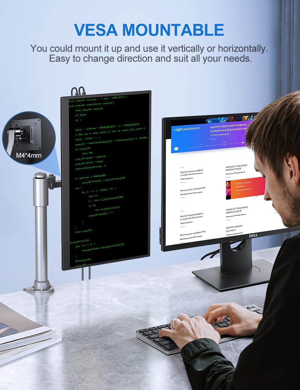 Monitor portátil UPERFECT 18.5 120Hz FHD con VESA y soporte