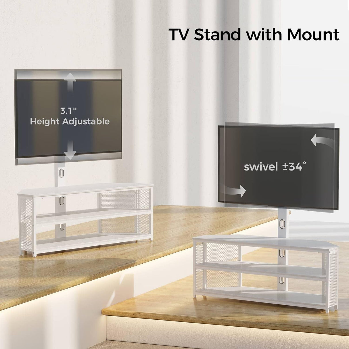 Soporte de TV Rolanstar con Montaje y Salida de Poder, Ajustable