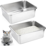 Paquete de 2 cajas de arena de acero inoxidable para gatos