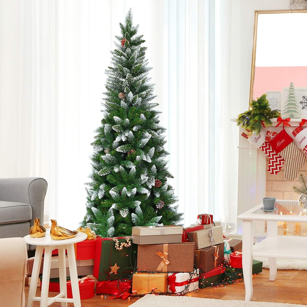 Árbol de Navidad Artificial, Decoración Nevada, Soporte Incluido