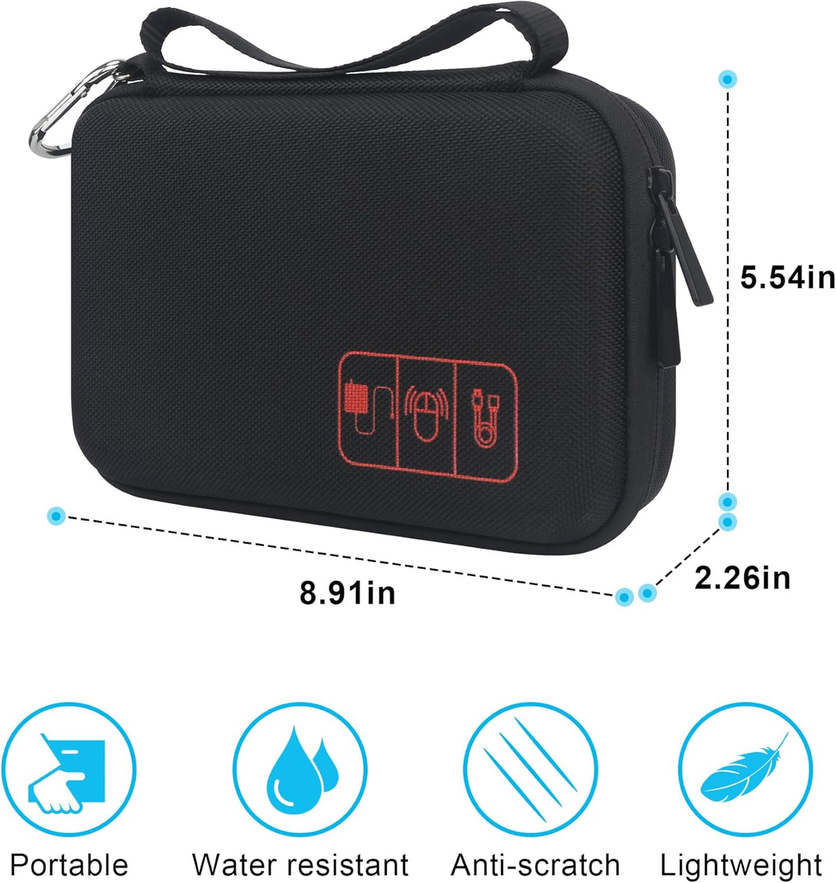 Estuche de viaje para diabéticos medidor de glucosa negro