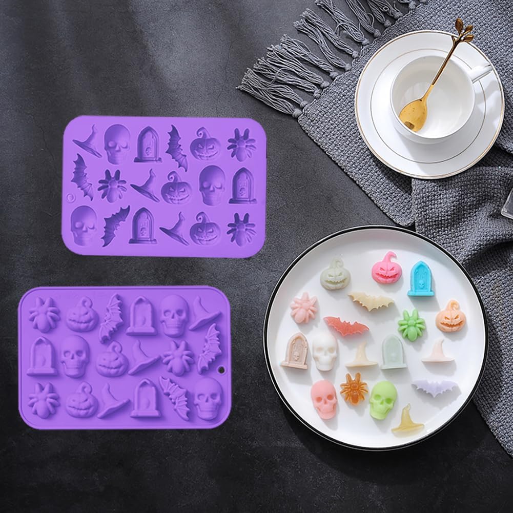 Molde de Silicona Halloween 2 Pack, 3D Calavera y Murciélago