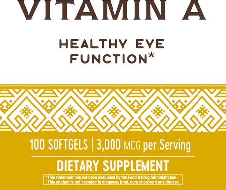 Suplementos Alimenticios Vitamina A 100 cápsulas blandas