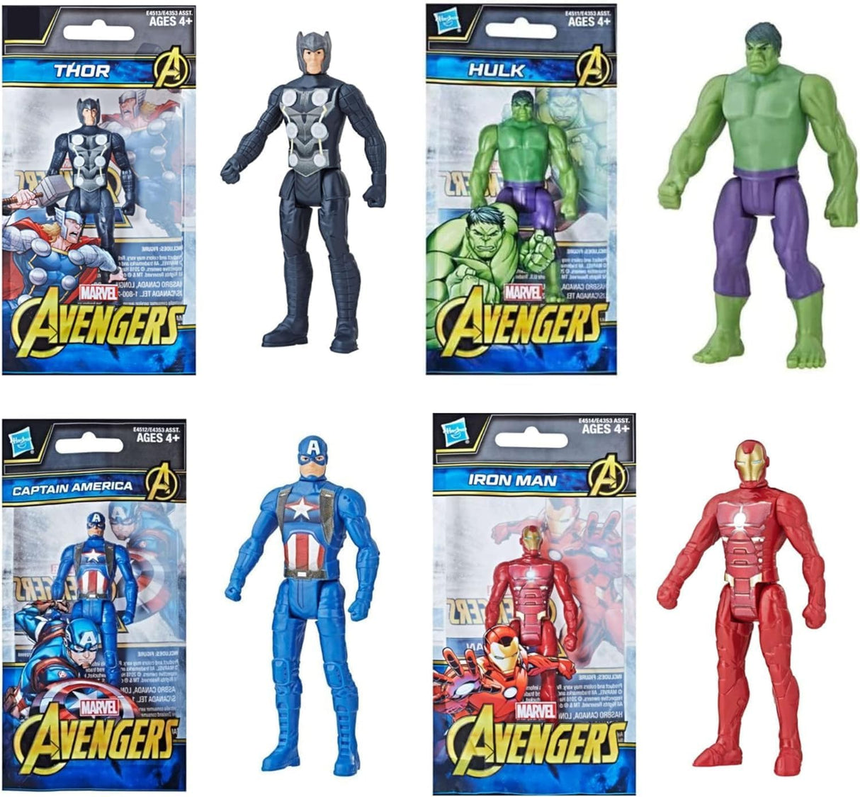 Figuras de Acción Marvel Avengers - Hulk, Thor, Iron Man, Cap.