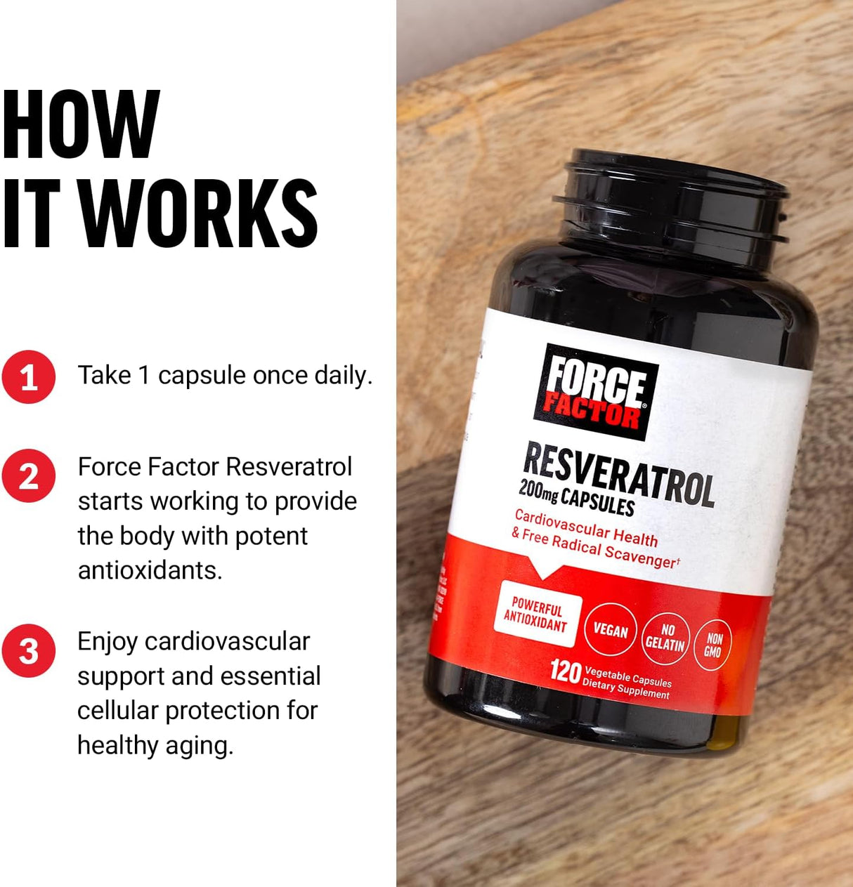 Suplemento de resveratrol para apoyar la salud del corazón