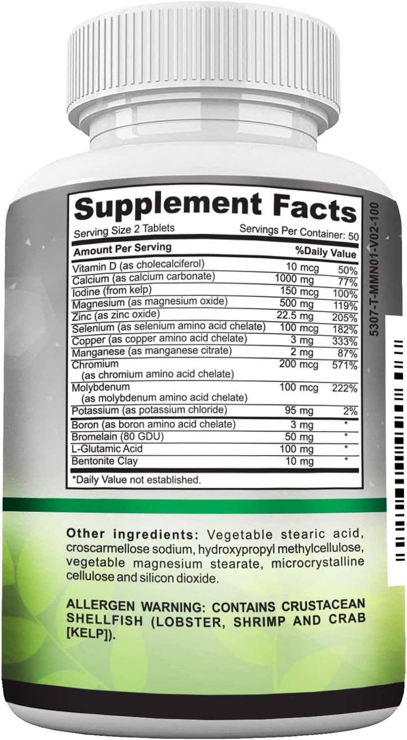 Suplemento Complejo mineral completo con vitamina D3, calcio