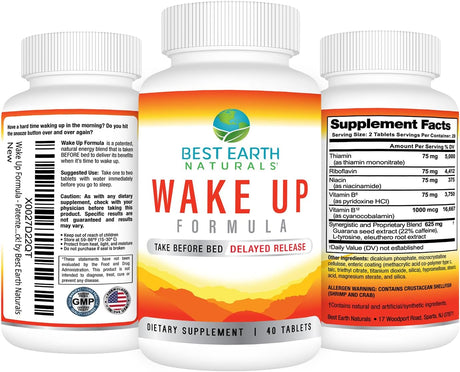 Suplemento Energético Earth Naturals Wake Up Fórmula Retardo 40 Cápsulas