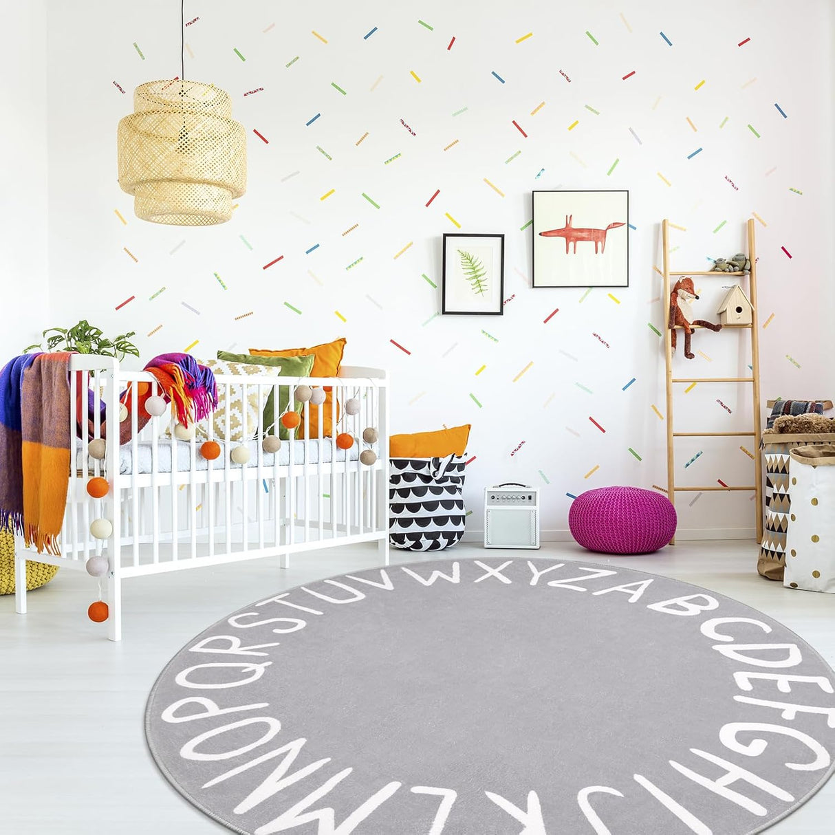 Alfombra Redonda ABC Kids de LIVEBOX, Lavable y Antideslizante