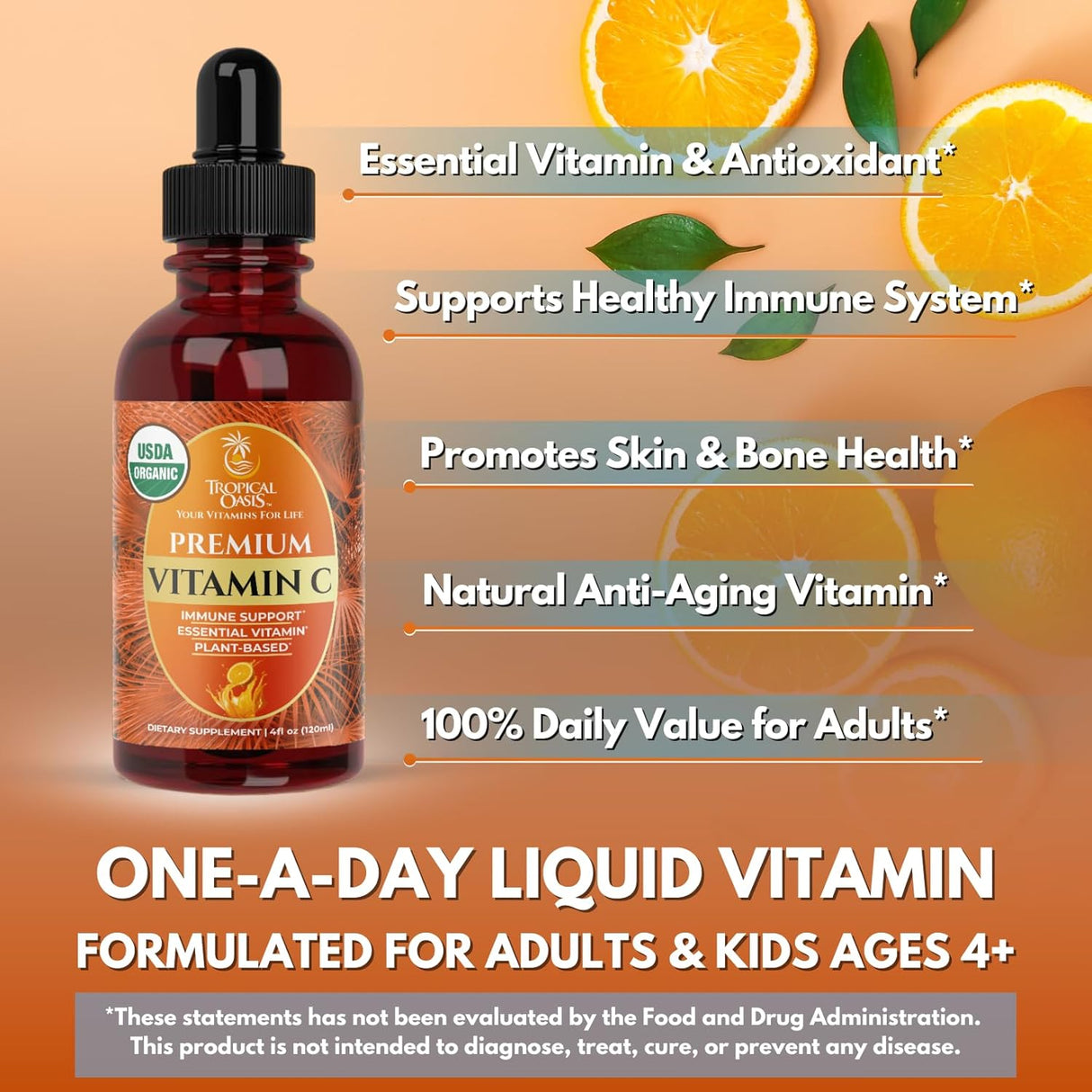 Oasis USDA Org Líquido Vitamina C para Adultos y Niños
