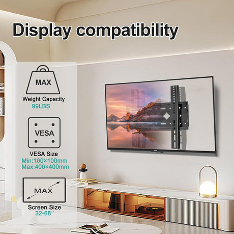 Soporte de Pared para TV, Compatible 32-68 hasta 99lbs, VESA 400