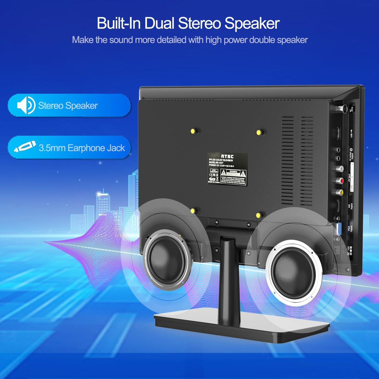 Televisor 14 con Tuner ATSC, USB, HDMI, para Caravana