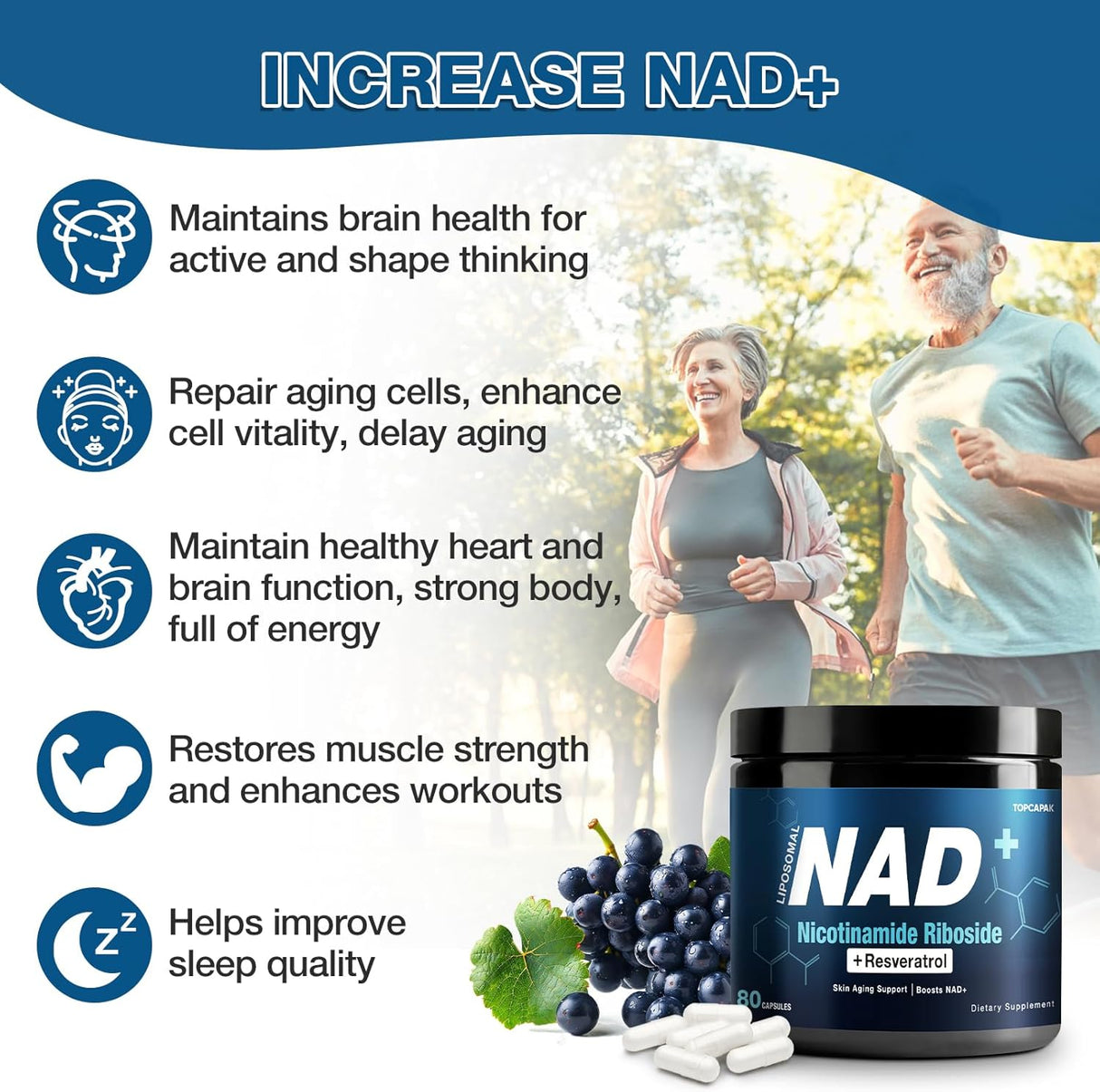 Suplemento NAD+ 1000mg - Nicotinamida Ribosida y Resveratrol