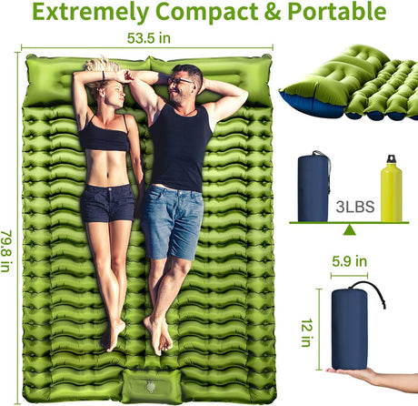 Colchón Inflable Doble 4 Autoinflable con Bomba y Almohada