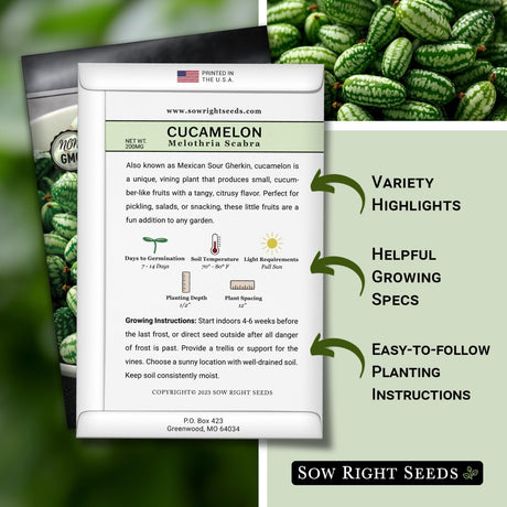Semillas de Cucamelon - Sow Right Seeds, No GMO, Heirloom