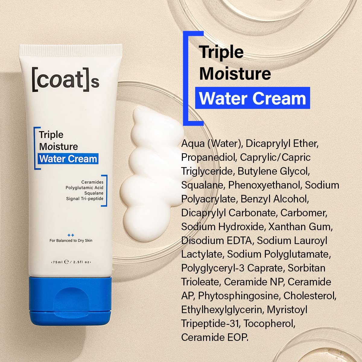Crema facial a base de agua triple humectante COATS