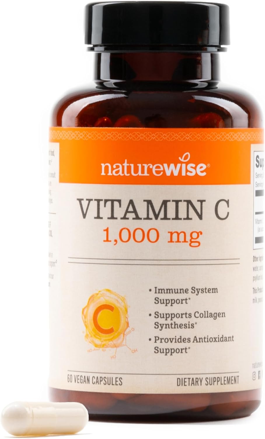 VitaminC 1000mg NatureWise - Vegano, Antioxidante, 60 cápsulas