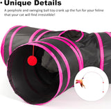 Túnel para gatos 3 vías Love's Cabin, juguete con pelota y agujero